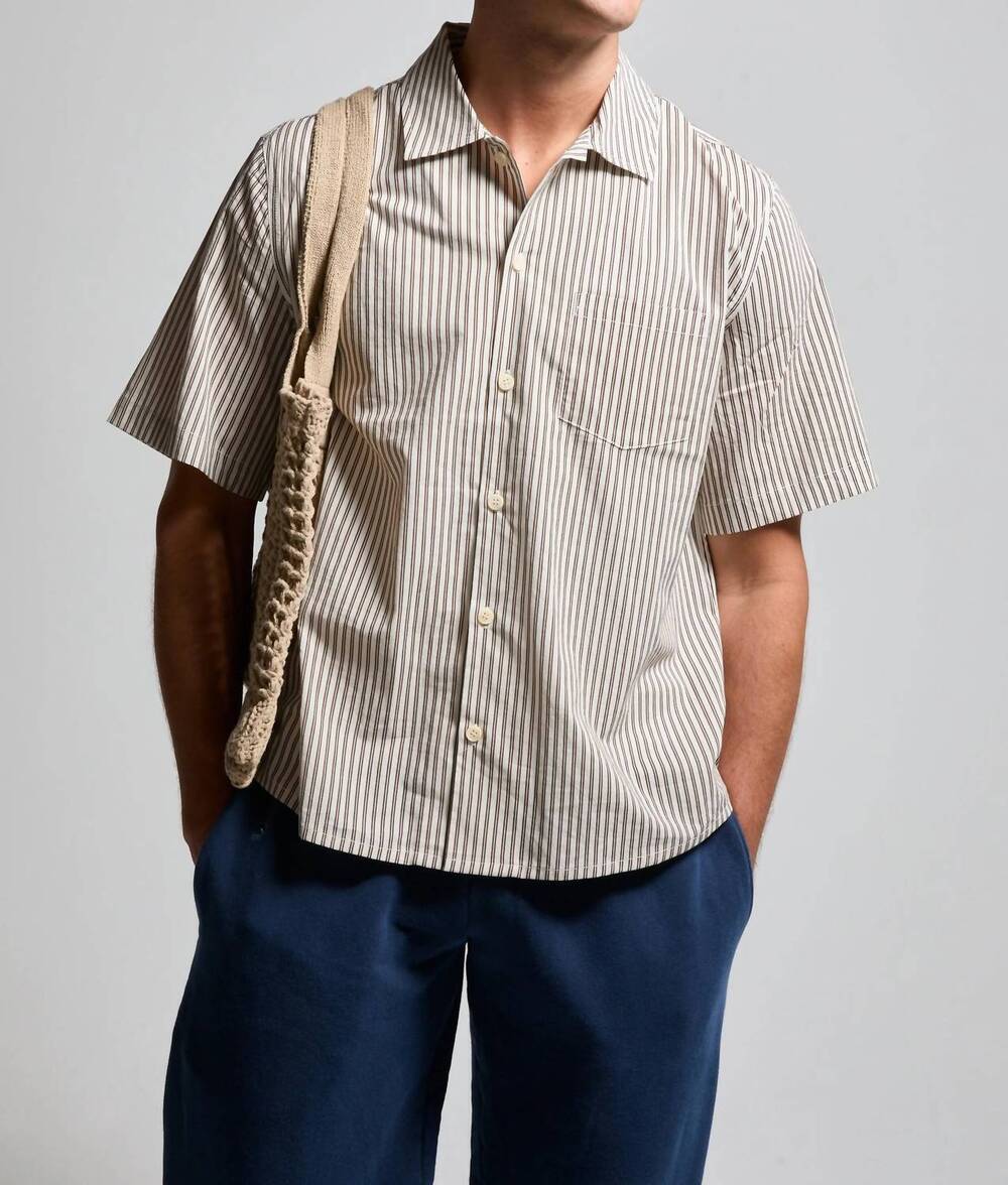 NEW ASHER rick camp shirt in walnut stripe